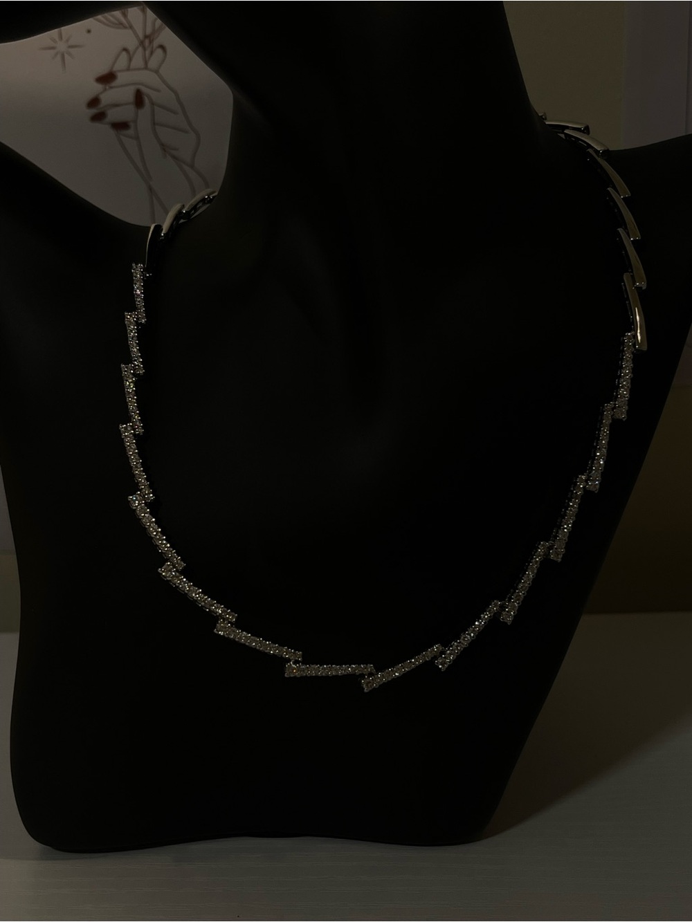 Crystal Lightning Bolt Necklace - Silver Sparkle